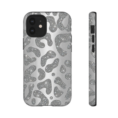 Silver Glitter Leopard Tough Case