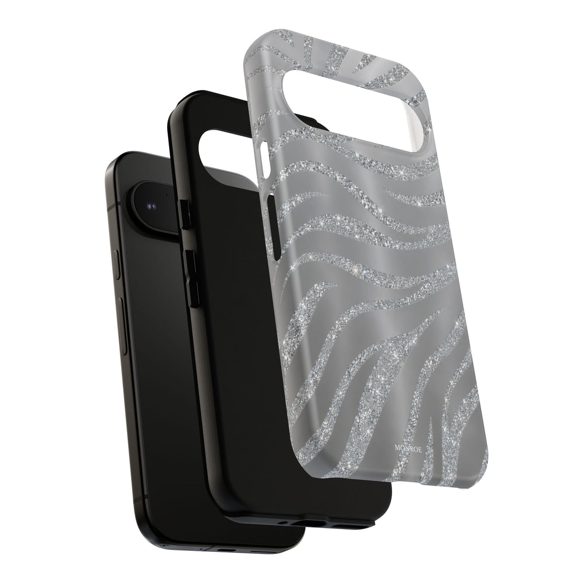 Silver Glitter Zebra Tough Case