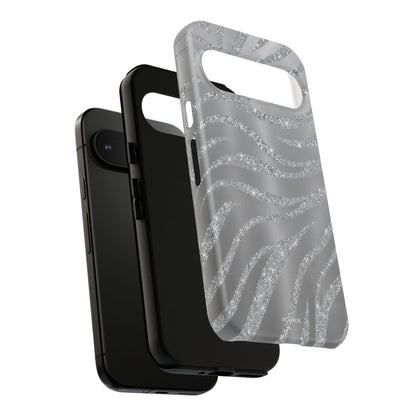 Silver Glitter Zebra Tough Case