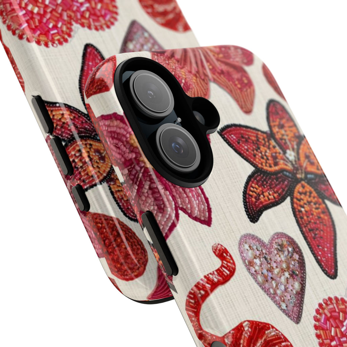 Floral & Heart Pattern Tough Case