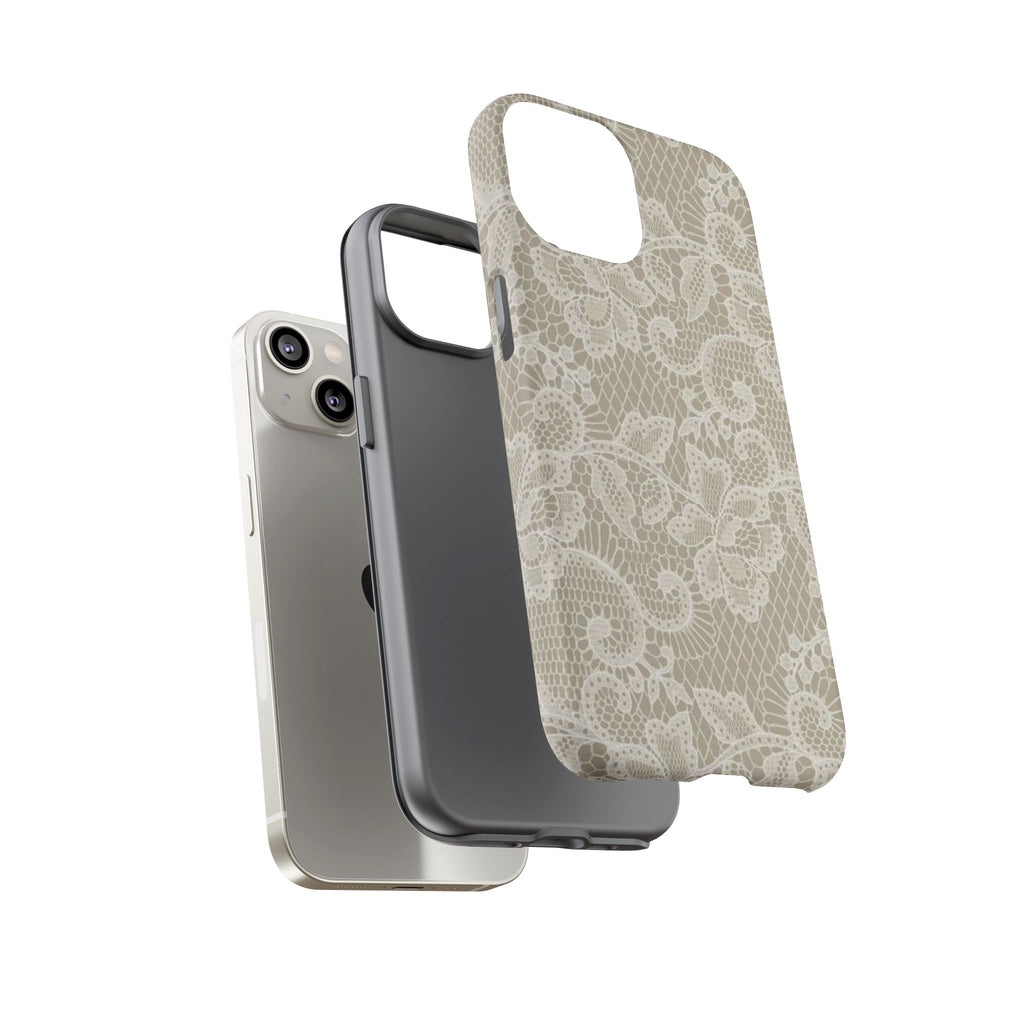 White Lace Pattern Tough Phone Case