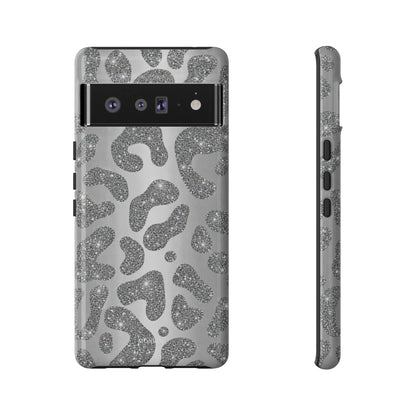 Silver Glitter Leopard Tough Case