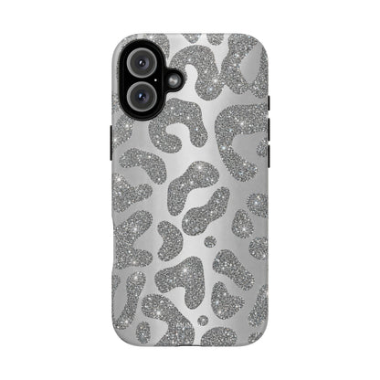 Silver Glitter Leopard Tough Case