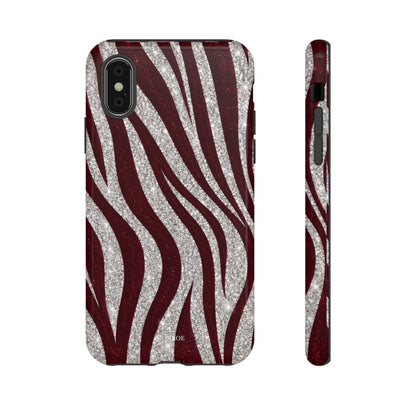 Burgundy Zebra Glitter Tough Case