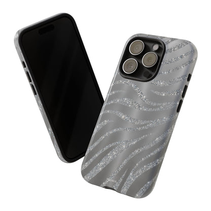 Silver Glitter Zebra Tough Case