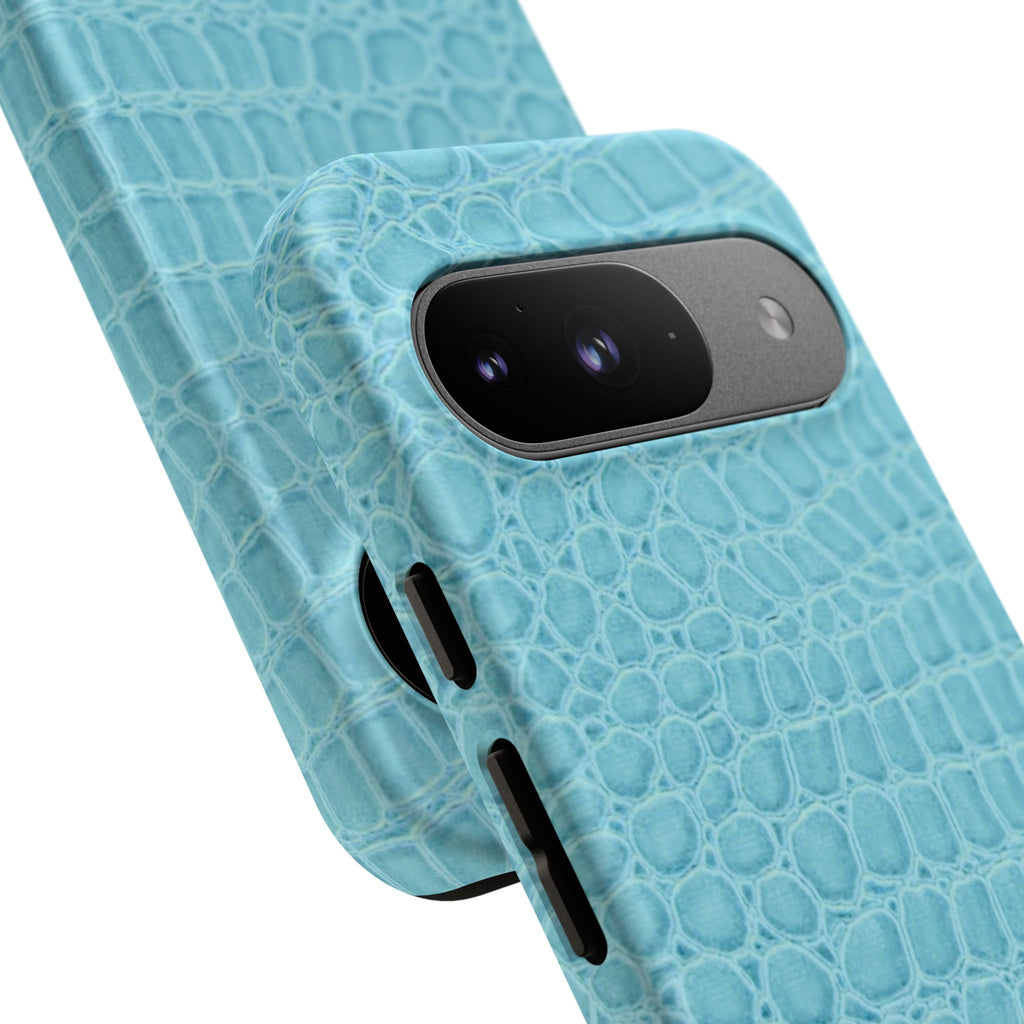 Croc Embossed Turquoise Phone Case